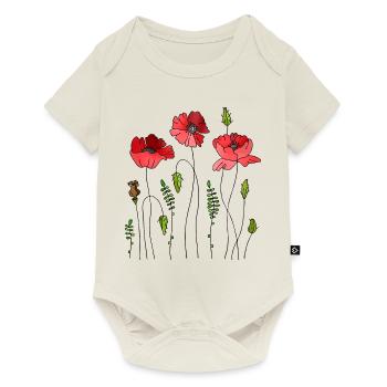 Blumen - Baby Premium Kurzarmbody - Naturweiß - Vorne