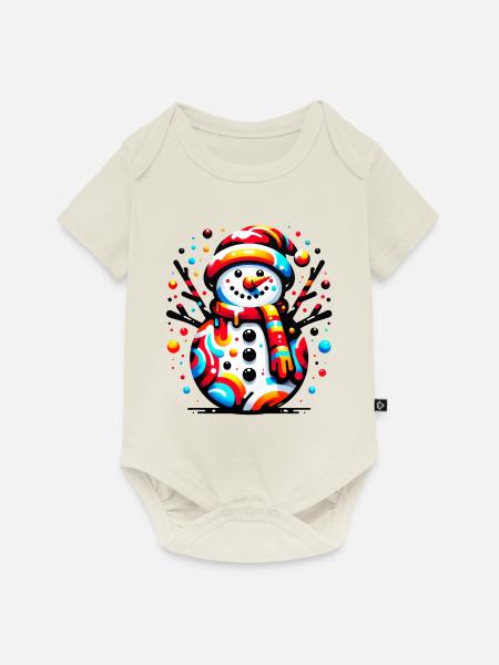 Funky Snowman - Baby Premium Kurzarmbody - Naturweiß