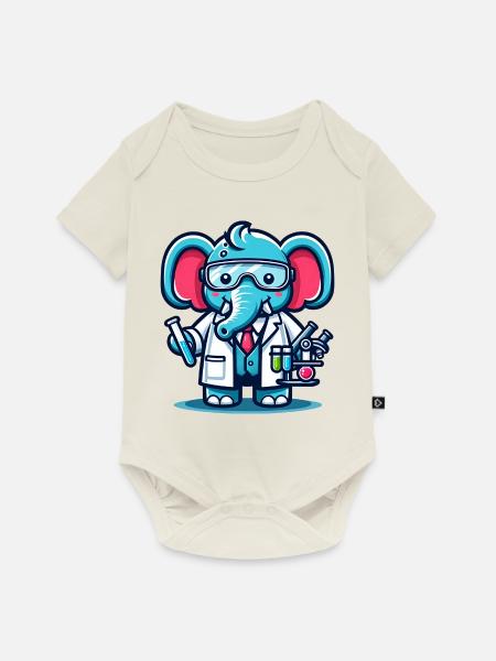 Cute Elephant Scientist - Baby Premium Kurzarmbody - Naturweiß
