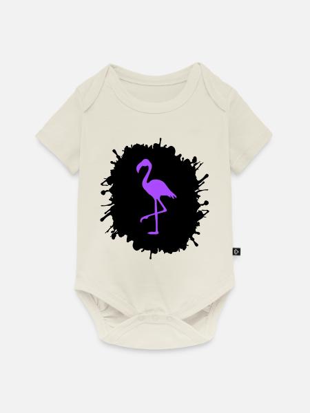 flamingo splatter - Baby Premium Kurzarmbody - Naturweiß