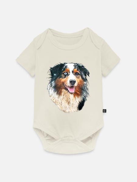 Aussie - Baby Premium Kurzarmbody - Naturweiß