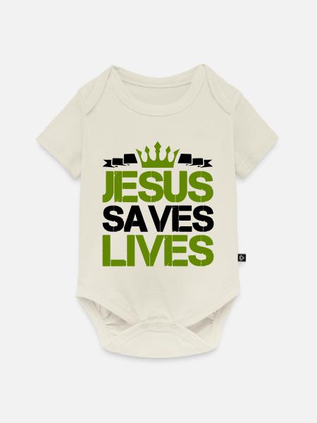jesus saves lives - Baby Premium Kurzarmbody - Naturweiß