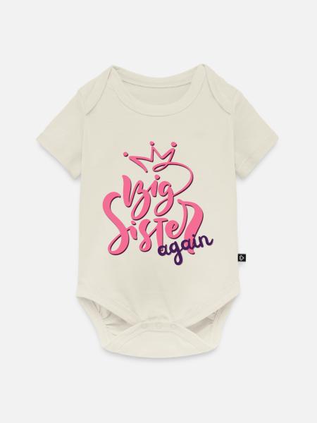 Big Sister again - Baby Premium Kurzarmbody - Naturweiß