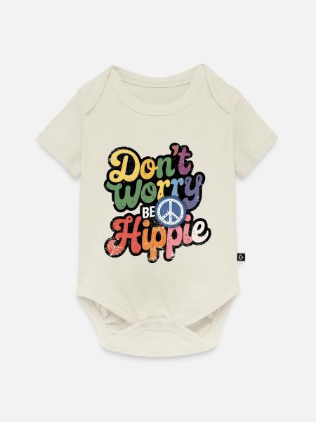 Hippie - Liebe und Frieden - Frieden und Liebe - Baby Premium Kurzarmbody - Naturweiß