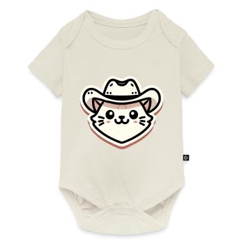 Chat mignon avec chapeau de cow-boy - Body à manches courtes Premium Bébé - blanc cassé - Devant