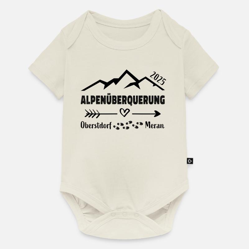 Alpenüberquerung 2025 Oberstdorf Meran E5 Geschenk - Baby Premium Kurzarmbody - Naturweiß