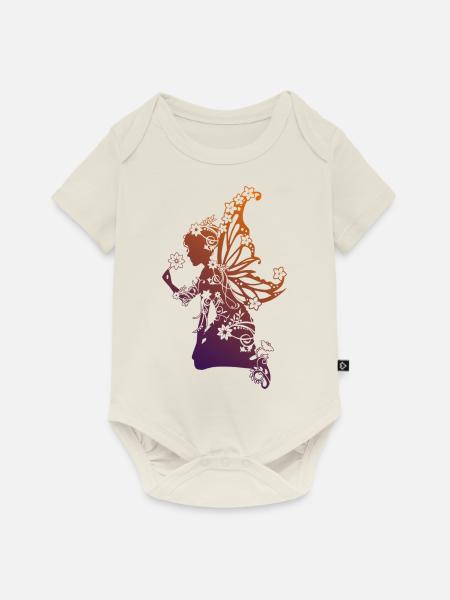 Blumenelfe OL - Baby Premium Kurzarmbody - Naturweiß