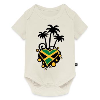 Conception de palmiers (Coeur Jamaïque) - Body à manches courtes Premium Bébé - blanc cassé - Devant