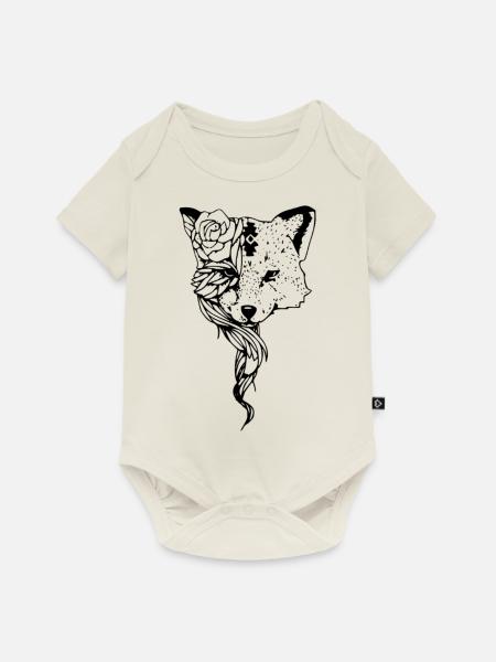 Fuchskopf - Baby Premium Kurzarmbody - Naturweiß