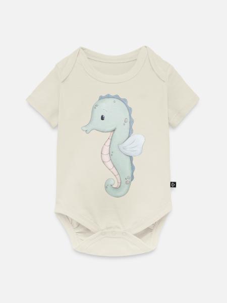 Seepferd - Baby Premium Kurzarmbody - Naturweiß