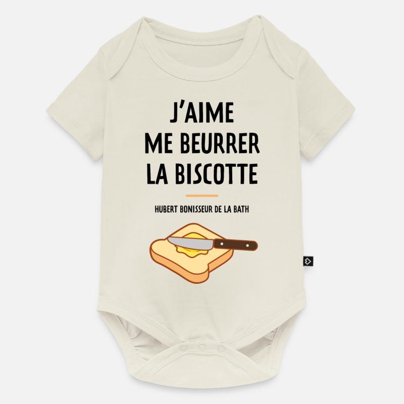 J aime me beurrer la biscotte - Body à manches courtes Premium Bébé - blanc cassé