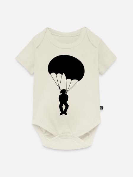 Silhouette Fallschirmspringer Design - Baby Premium Kurzarmbody - Naturweiß
