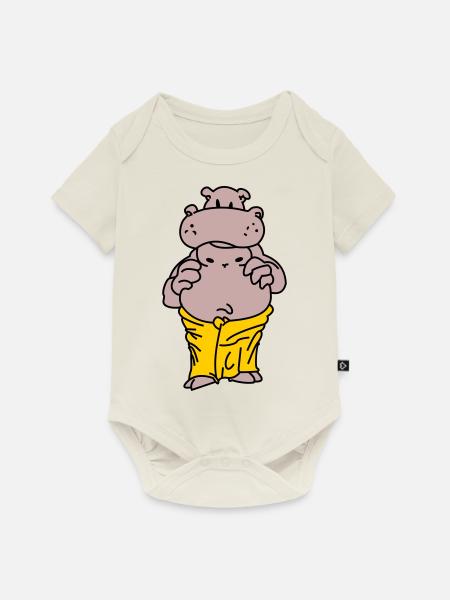 Sauna Flusspferd - Baby Premium Kurzarmbody - Naturweiß