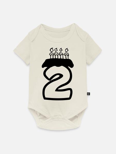 2 Birthday - Baby Premium Kurzarmbody - Naturweiß