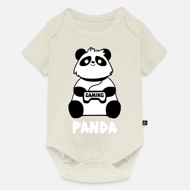 Gaming Panda Game Jeux vidéo Console Panda Bear - Body à manches courtes Premium Bébé - blanc cassé