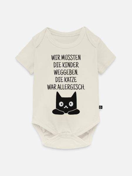 Katze war allergisch - Baby Premium Kurzarmbody - Naturweiß