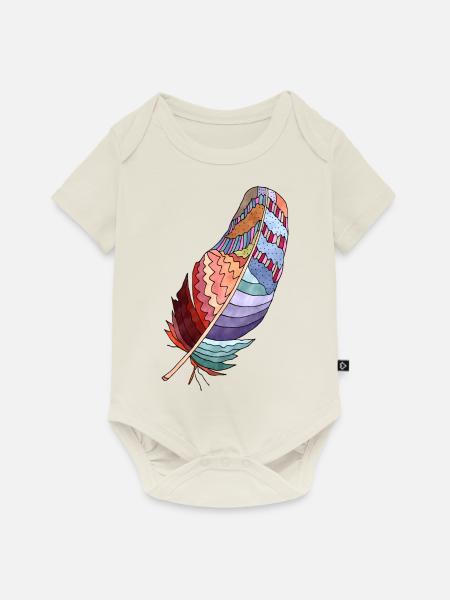 Feder - Baby Premium Kurzarmbody - Naturweiß