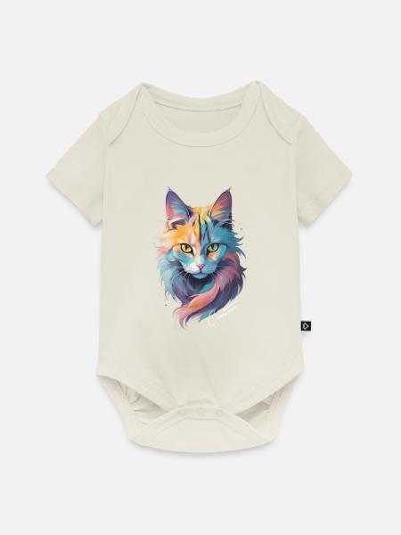 Cat Creative - Baby Premium Kurzarmbody - Naturweiß