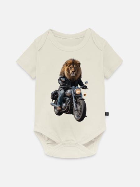 Biker-Löwe - Baby Premium Kurzarmbody - Naturweiß