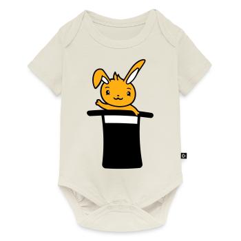 Lapin Sorcier Chapeau Haut de Forme Enfant Bébé Sorcier Mignon - Body à manches courtes Premium Bébé - blanc cassé - Devant