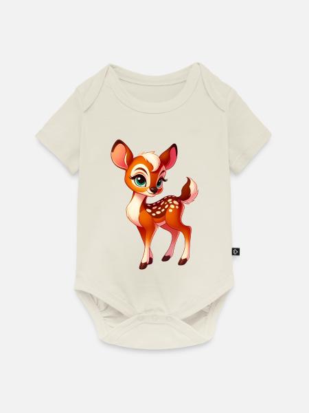Rehbraun - Baby Premium Kurzarmbody - Naturweiß