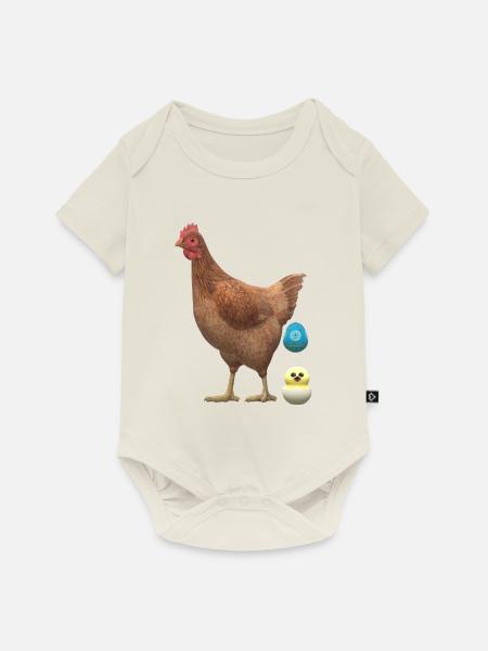Hühnchen mit Küken - Baby Premium Kurzarmbody - Naturweiß
