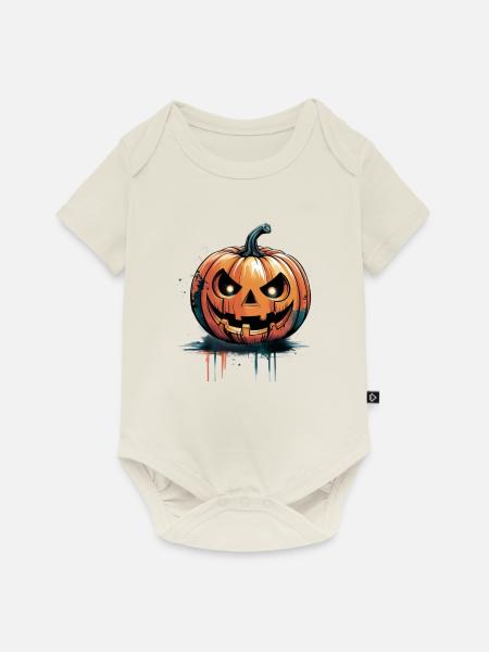 Halloween Kürbislaternen - Baby Premium Kurzarmbody - Naturweiß