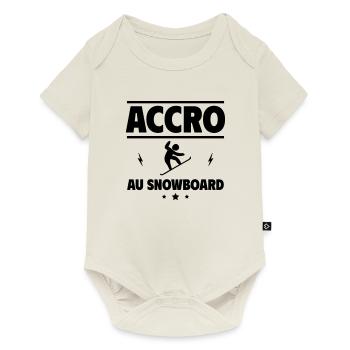 accro au snowboard - Body à manches courtes Premium Bébé - blanc cassé - Devant