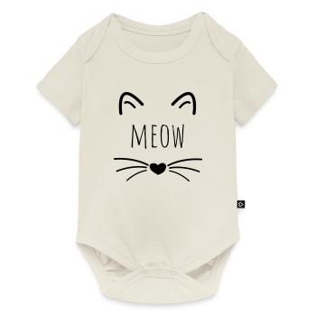 Chats cadeau miaou tête de chat - Body à manches courtes Premium Bébé - blanc cassé - Devant
