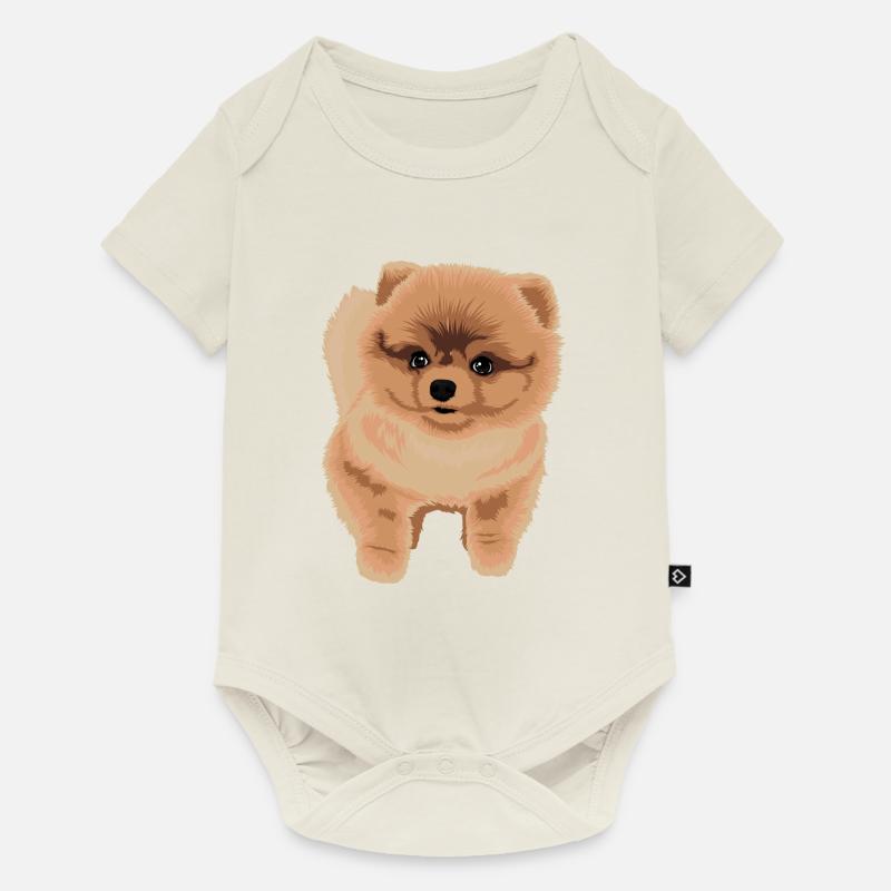 Cadeau de chien Spitz nain de chiot de Poméranie - Body à manches courtes Premium Bébé - blanc cassé