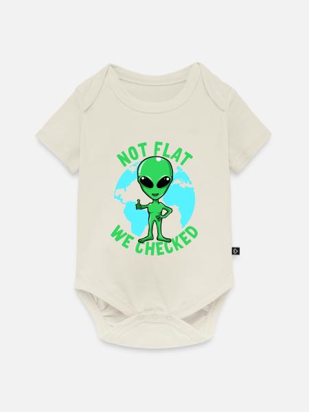 Not Flat We Checked - Baby Premium Kurzarmbody - Naturweiß