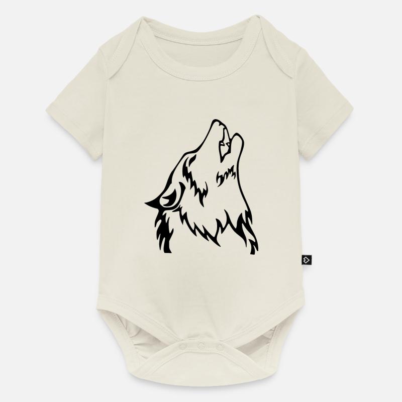 heulender Wolf - Baby Premium Kurzarmbody - Naturweiß