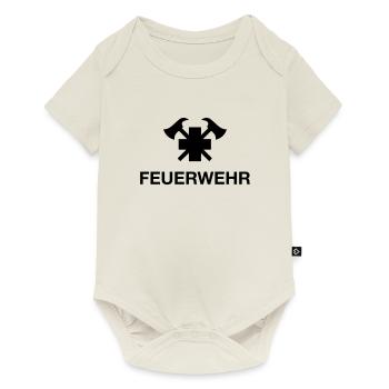 Schweizer Feuerwehrkreuz mit Schriftzug - Baby Premium Kurzarmbody - Naturweiß - Vorne