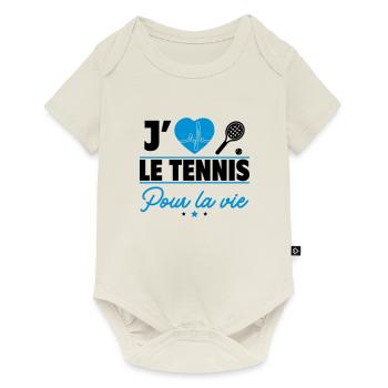 J'adore le tennis : la passion à chaque match ! - Body à manches courtes Premium Bébé - blanc cassé - Devant