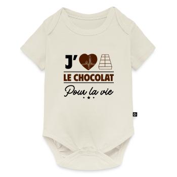 Amateur de chocolat pour la vie - Body à manches courtes Premium Bébé - blanc cassé - Devant
