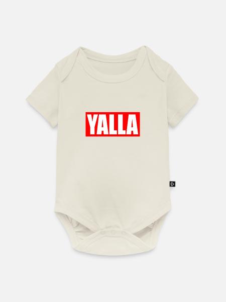 yalla - Baby Premium Kurzarmbody - Naturweiß