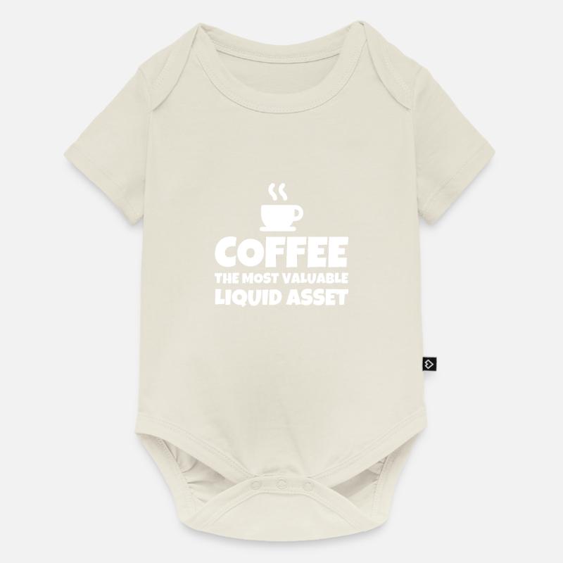 Le café, l'actif liquide le plus précieux - Body à manches courtes Premium Bébé - blanc cassé