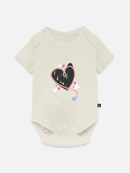 Stethoskop - Baby Premium Kurzarmbody - Naturweiß
