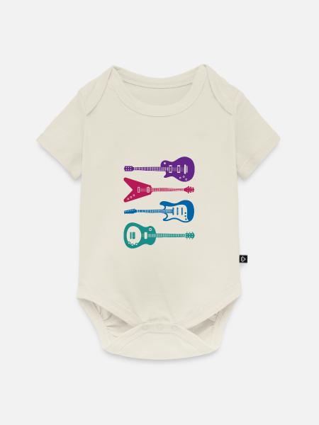 Gitarre E-Gitarre - Baby Premium Kurzarmbody - Naturweiß