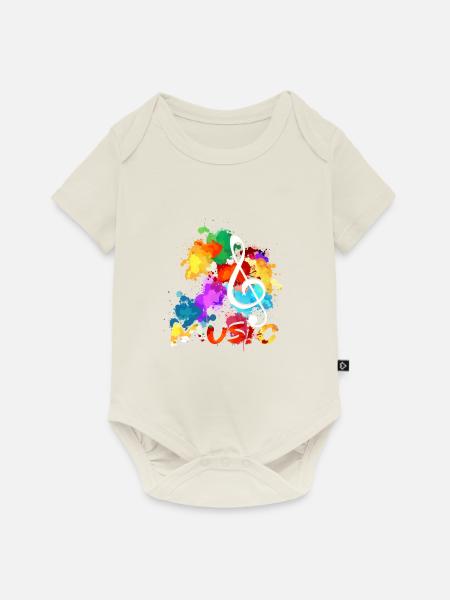 Notenschlüssel Musiker Komponist - Baby Premium Kurzarmbody - Naturweiß