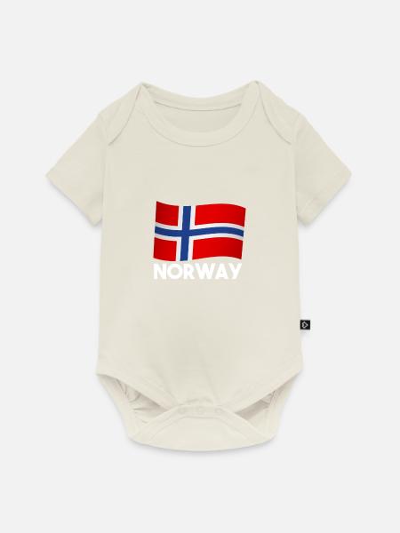 Norwegen Skandinavien Geschenk - Baby Premium Kurzarmbody - Naturweiß