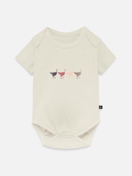 Strauß Tierpark - Baby Premium Kurzarmbody - Naturweiß