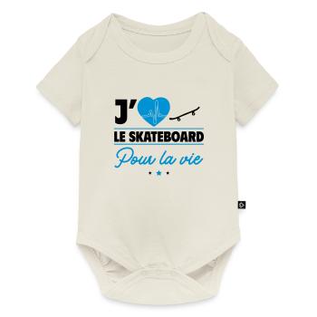 Passionné de skateboard pour la vie ! Skateur - Body à manches courtes Premium Bébé - blanc cassé - Devant