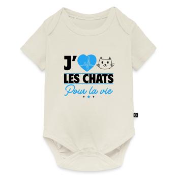 J'aime les chats pour la vie – pour les vrais fans - Body à manches courtes Premium Bébé - blanc cassé - Devant