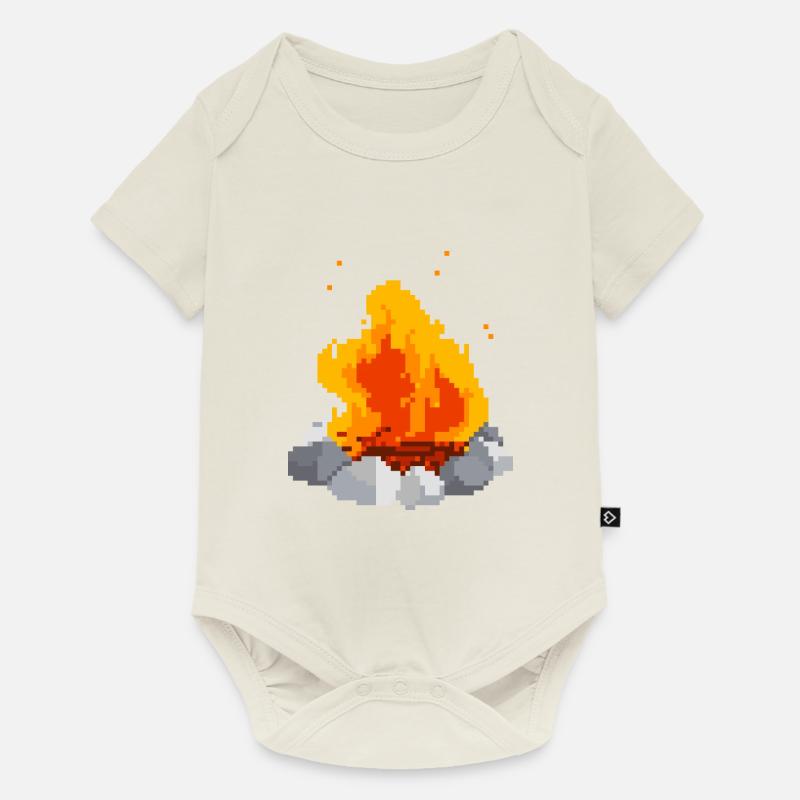 Feu de pixel feu de pixel - Body à manches courtes Premium Bébé - blanc cassé
