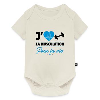 J'aime la musculation pour la vie - Body à manches courtes Premium Bébé - blanc cassé - Devant