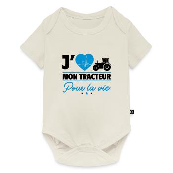 J'aime mon tracteur pour la vie - Body à manches courtes Premium Bébé - blanc cassé - Devant