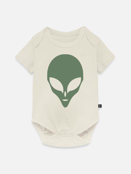 Alien Silhouette Kopf Gesicht - Baby Premium Kurzarmbody - Naturweiß