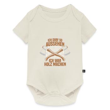 Ich darf so aussehen Holz machen - Baby Premium Kurzarmbody - Naturweiß - Vorne