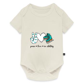 Peace Love Ice Skating - Baby Premium Kurzarmbody - Naturweiß - Vorne